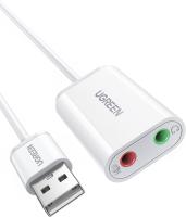 USB аудиоадаптер UGREEN US205 30143 (15 см, белый)