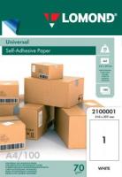 Самоклеющаяся бумага LOMOND А4 неделённая, 70 г/м2.100 л. 2100001