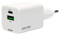 Сетевое зарядное Cablexpert MP3A-PC-63 GaN (USB Type-A/Type-C, 30Вт, белый)