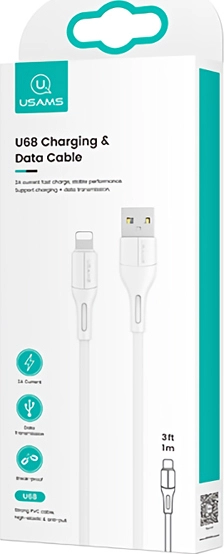 Кабель USB Type-A - Lightning USAMS U68 SJ500USB02 (USB 2.0, 1м, белый)