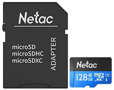 Карта памяти Netac 128GB P500 Standard microSDXC NT02P500STN-128G-R (с адаптером)
