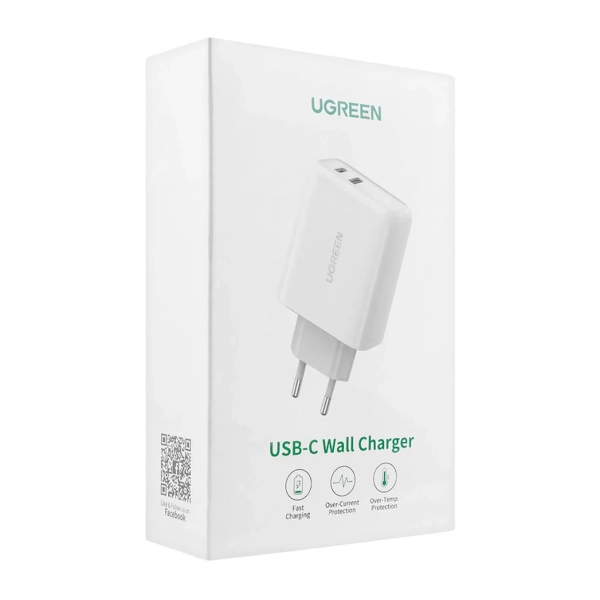 Сетевое зарядное устройство UGREEN CD170 60468 (Type-A/Type-C, 36W, белый)