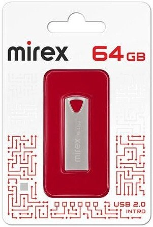 Флешка Mirex Intro 64GB USB 2.0 13600-ITRNTO64 (серебристый)