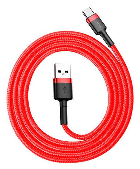 Кабель Baseus cafule Cable USB For Type-C, 2A, 2м, красный