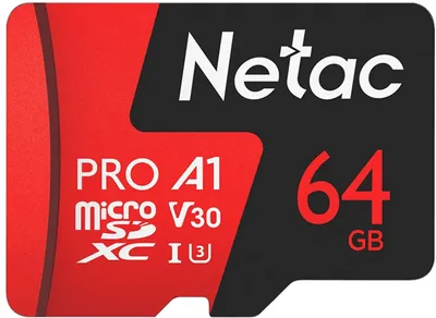 Карта памяти Netac 64GB P500 Extreme Pro microSDXC NT02P500PRO-064G-R (с адаптером)