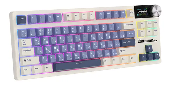 Беспроводная клавиатура Royal Kludge S85 (белый/синий, Cloud switch)