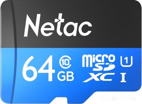 Карта памяти Netac 64GB P500 Standard microSDXC NT02P500STN-064G-R (с адаптером)