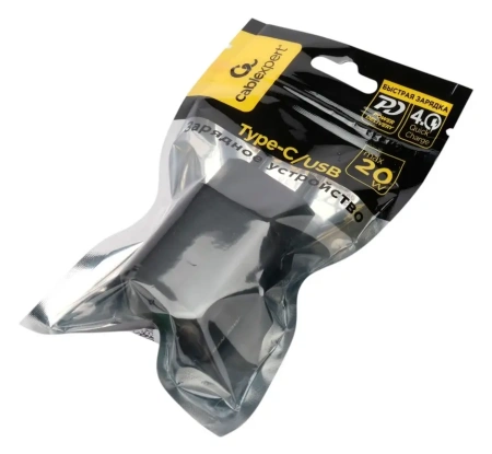 Сетевое зарядное Cablexpert MP3A-PC-62 GaN (USB Type-A/Type-C, 20Вт, черный)