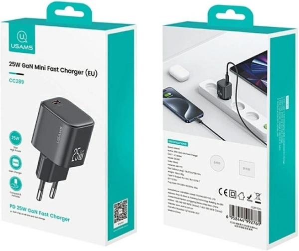 Сетевое зарядное Usams CC289 25W GaN (белый)