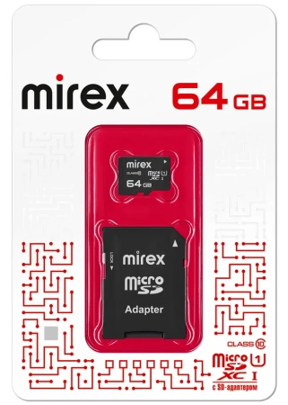 Карта памяти Mirex 64GB microSDXC 13613-AD10SD64 (с адаптером)