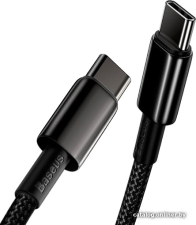 Кабель Type-C Baseus Tungsten Gold Fast Charging Type-C to Type-C 100W 1.0м черный CATWJ-01