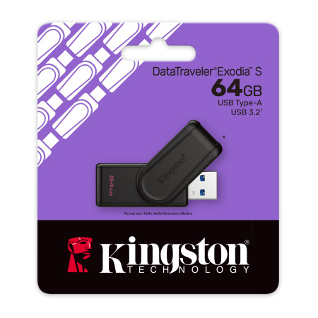 Флешка 64GB Kingston DataTraveler Exodia S USB 3.2 DTXS/64GB (черный)