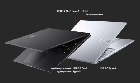 Ноутбук ASUS Vivobook 16X/ M3604YA-MB240/ R5-7430U/ 16 WUXGA IPS/ UMA/ 16GB/ 512GB/ DOS/ noODD/ SILVER