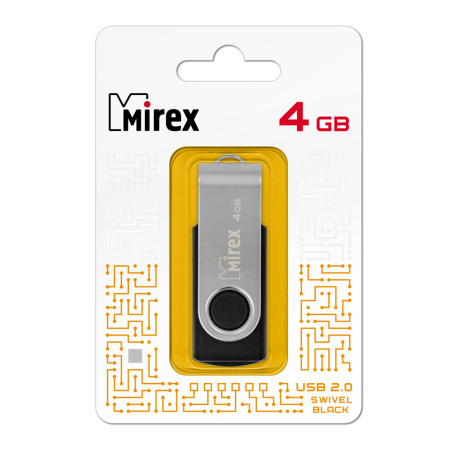 Флешка 4GB USB Flash Mirex SWIVEL RUBBER (Черный) 13600-FMURUS04