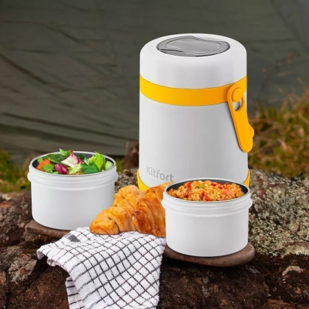 Ланч-бокс Kitfort KT-1241-1 (бело-желтый)