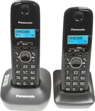 Радиотелефон Panasonic KX-TG1612RUH (база + 2 трубки, цвет серый)