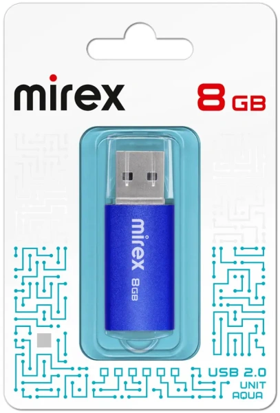 Флешка 8GB Mirex Unit Aqua USB 2.0 13600-FMUAQU08 (синий)