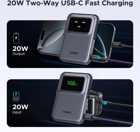 Внешний аккумулятор Ugreen PB764 10000mAh (серый)