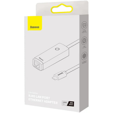 Сетевой адаптер Baseus Lite USB Type-C - RJ45 WKQX000301 (черный)