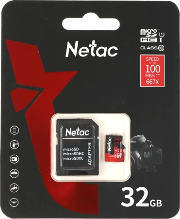 Карта памяти Netac 32GB P500 Extreme Pro microSDHC NT02P500PRO-032G-R (с адаптером)
