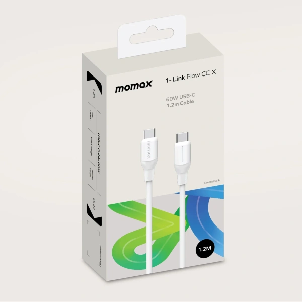Кабель Momax 1-Link Flow CC X DC23W (Type-C, 1.2м, белый)