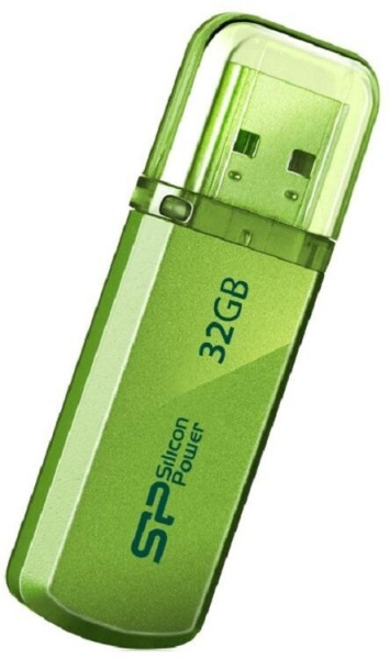 Флешка 32Гб Silicon-Power Helios 101 SP032GBUF2101V1N (USB 2.0, зеленый)