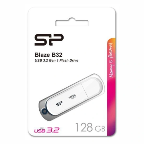 Флешка Flash Silicon-Power Blaze B32 128GB USB 3.2 SP128GBUF3B32V1W (белый)