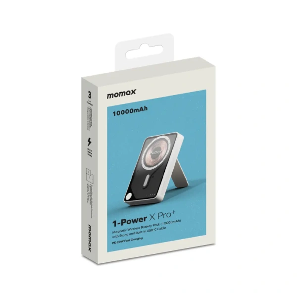 Портативное зарядное устройство Momax 1-Power X Pro+ Magnetic IP132 10000mAh (Type-C, 20W, белый)