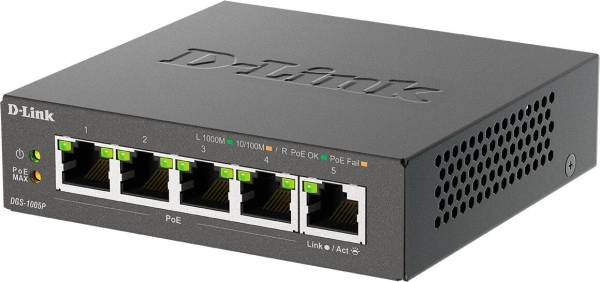 Неуправляемый коммутатор D-Link DGS-1005P/B3A
