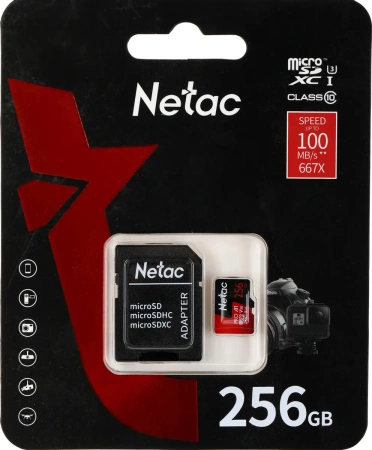 Карта памяти Netac 256GB P500 Extreme Pro MicroSDXC NT02P500PRO-256G-R (с адаптером)