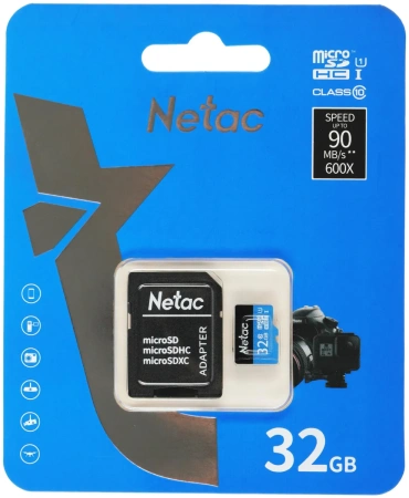 Карта памяти Netac 32GB P500 Standard microSDHC NT02P500STN-032G-R (с адаптером)