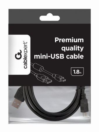 Кабель USB Type-A - miniUSB Cablexpert CCF-USB2-AM5P-6 (USB 2.0, 1.8 м, черный)