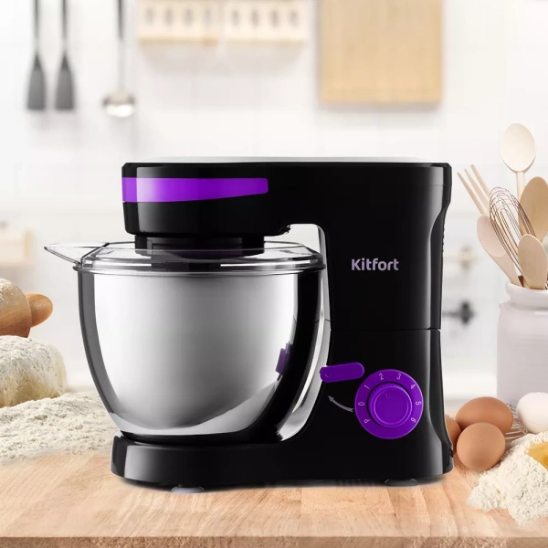 Планетарный миксер Kitfort KT-3044-1 (черно-фиолетовый)