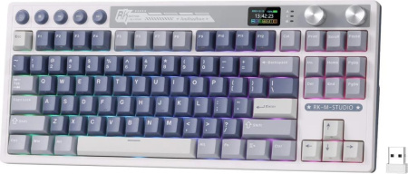 Беспроводная клавиатура Royal Kludge RK-M87 RGB (белый/синий, RK Cream)