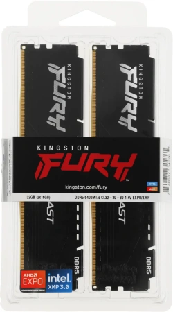 Оперативная память Kingston 2x16ГБ FURY Beast DDR5 KF564C32BBEK2-32 (6400МГц, EXPO)