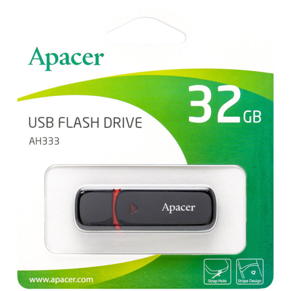Флешка 32GB Apacer AH333 USB 2.0 AP32GAH333B-1 (черный)