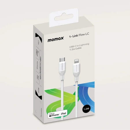 Кабель Momax 1-Link Flow CL DL53W (Type-C/Lightning, 1.2м, белый)