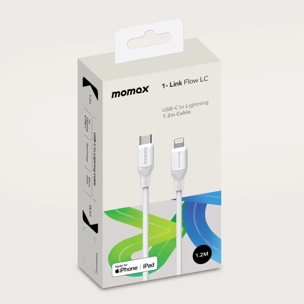 Кабель Momax 1-Link Flow CL DL53W (Type-C/Lightning, 1.2м, белый)