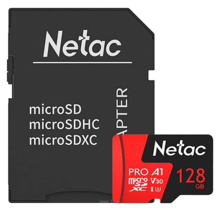 Карта памяти Netac 128GB P500 Extreme Pro MicroSDXC NT02P500PRO-128G-R (с адаптером)
