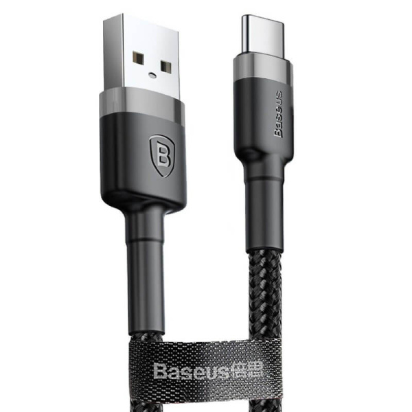 Кабель Baseus cafule Cable USB For Type-C, 3A, 1м, черный