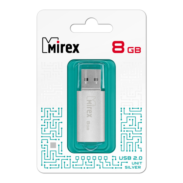 Флешка 8GB USB Flash Mirex UNIT (Серебряный) 13600-FMUUSI08