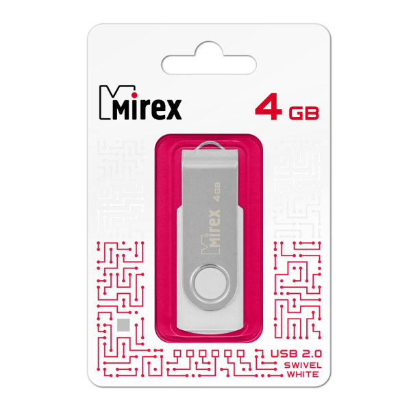 Флешка 4GB USB Flash Mirex SWIVEL (Белый) 13600-FMUSWT04