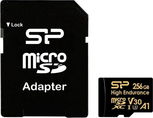 Карта памяти Silicon-Power Golden Series High Endurance 256GB  microSDXC SP256GBSTXDV3V1HSP (с адаптером)