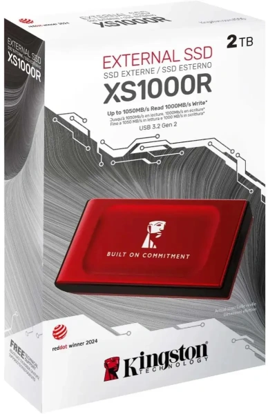 Внешний SSD-накопитель Kingston XS1000 2TB SXS1000R/2000GA (красный)