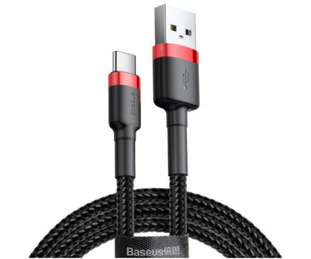 Кабель Baseus cafule Cable USB For Type-C, 3A, 1м, красный + черный