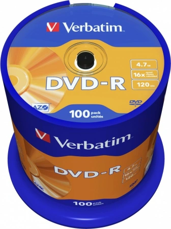 Набор дисков DVD-R Verbatim 4.7Gb 16x 43549 (100 шт.)