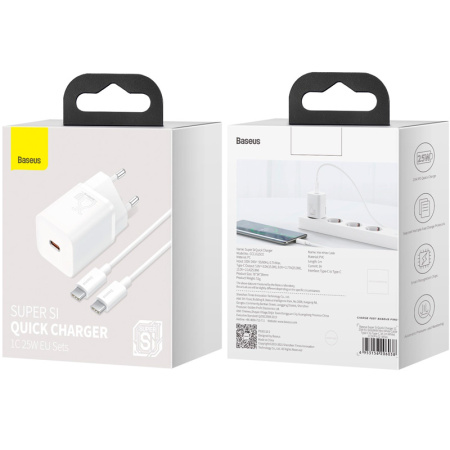 Сетевое зарядное устройство Baseus Super Si TZCCSUP-L02 (Type-C, 25W, белый, с кабелем)