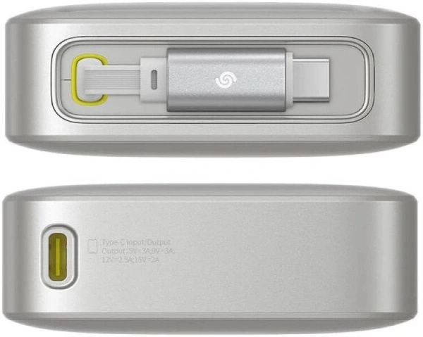 Внешний аккумулятор Baseus Free2Pull Power Bank with Retractable Cable 30W 10000mAh (серый)