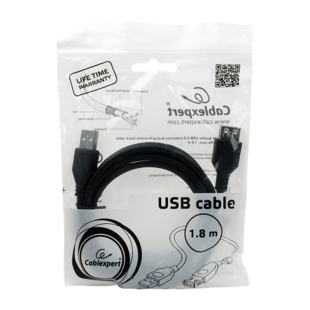 Удлинитель USB Type-A Cablexpert CCF-USB2-AMAF-6 (USB 2.0, AM-AF, 1.8 м, черный)
