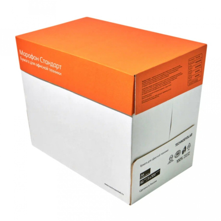 Бумага Марафон Стандарт A4, 500л, класс С (5 пачек в коробке)